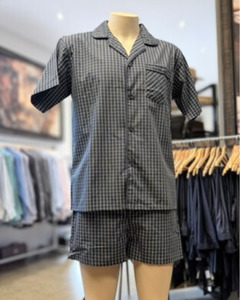 Lichfield | Short Pajamas | 100% Summer-weight Cotton | Black & White Check
