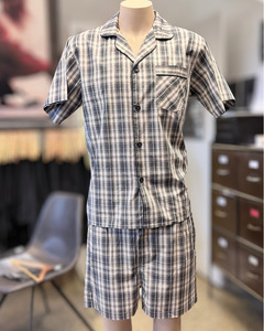 Lichfield | Short Pajamas | 100% Summer-weight Cotton | Grey Plaid