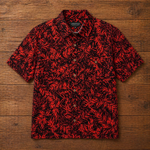Shirts For Men Formal Shirts Business Shirts And Casual Shirts: CLEARANCE | Lifestyle Botanical Short Sleeve Shirt – Red/Black