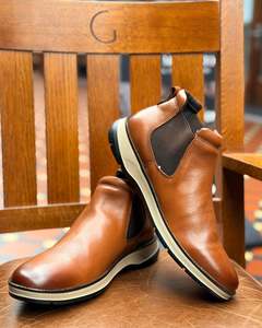 Leather Footwear For Men New Zealand: Ferracini Float | Gusset Boots | Genuine Leather | Light Brown