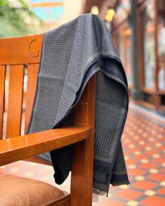 Men's Patterned Scarf | Wool Blend | Navy & Grey