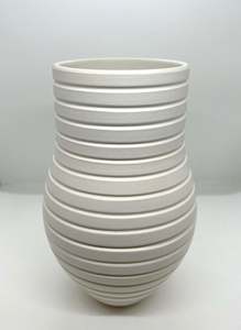 #24-18 MATT WHITE GROOVED VESSEL
