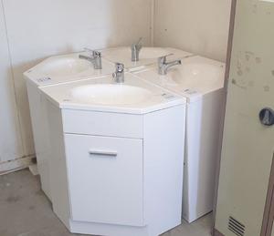 Products: White Corner Vanity with Tapware Musgroves