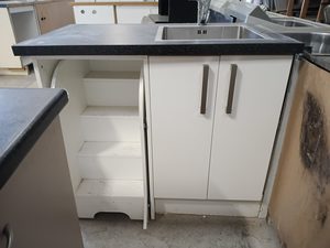 White Laundry Unit with Black Mottled Top Musgroves