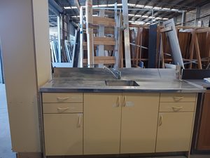 Products: Yellow Kitchenette with Stainless Steel Top Musgroves