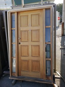 External Hardwood 8 Panel Door with 2 Sidelights Musgroves
