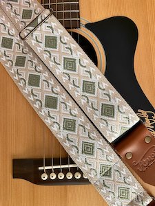 Atmos Long White Cloud Guitar Strap Black Leather