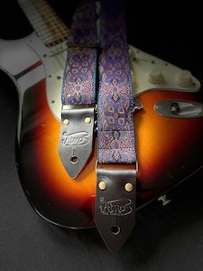 Atmos Purple Haze Guitar Strap Black Leather