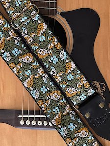 Atmos Nz Guitar Straps: Atmos Wildflower Guitar Strap Brown Leather