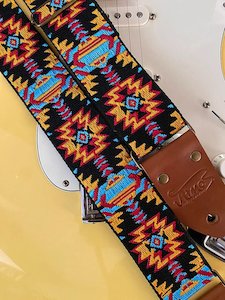 Atmos Nz Guitar Straps: Atmos Astral Echoes Guitar Strap Black Leather