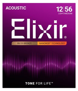 Elixir Nanoweb Acoustic Strings Light Medium 012-056