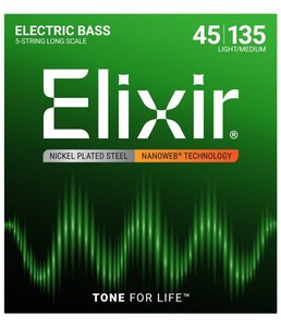 Elixir: Elixir Bass NW 5-String Light Medium Scale 045-135