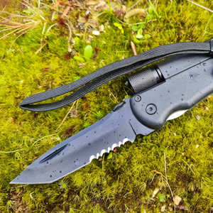 Multi knife with torch and flint Mustard Outdoors NZ