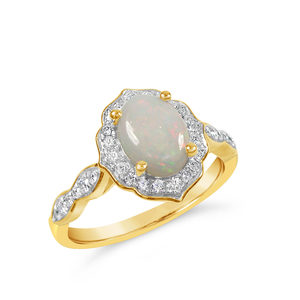 Elegant 18K Opal 32 Diamond Cluster Ring - MW Diamond Jeweller