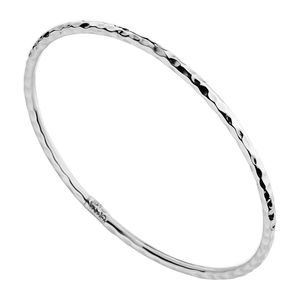 3mm Hollow Beaten Bangle 68mm Stg Silver - MW Diamond Jeweller