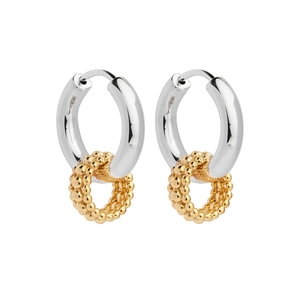 CHIA TWO TONE HUGGIE CHARM HOOP - Max Wilson Diamond Jewellers