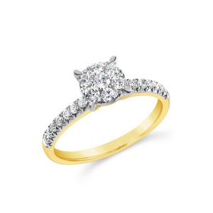 Products: Rhodium Plated 9K 21 Diamond Cluster Ring - MW Diamond Jeweller