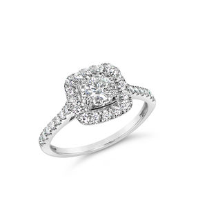 Products: Brilliant Diamond Halo Cushion Cluster Ring - MW Diamond Jeweller