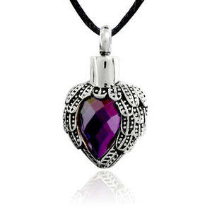 All Items - My Angel Cremation Jewellery Cremation or Keepsake Jewellery and Urns for ashes: Angels Wings Heart – Purple