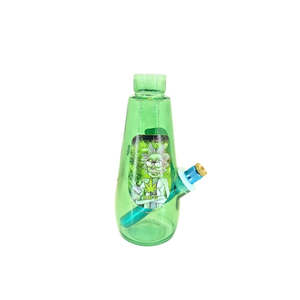 Glass Vases: S Sauce Bottle Rick & Morty Print Mixed Colours (H19cm)