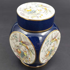 China Brand Carlton Ware England: Carlton Ware - Bird of Paradise and Fruit Basket - Covered Four-Sided Vase, 2971