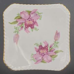 China Brand Adderley England: Adderley - Pink Orchid - Square Condiment/Trinket Dish