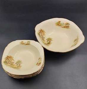 China Brand Alfred Meakin England: Alfred Meakin - White Horse Inn - Sweet Set