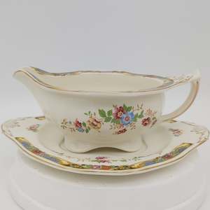 China Brand Alfred Meakin England: Alfred Meakin - Aboyne - Gravy Boat and Saucer