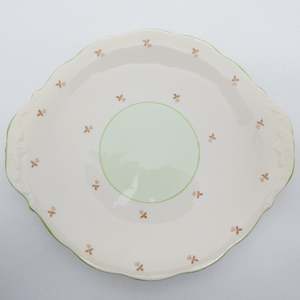Bell China - Green and Light Beige - Cake Plate