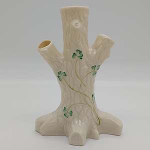 China Brand Belleek Ireland: Belleek - Clover - Tree Trunk Vase