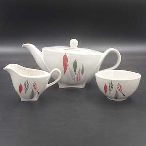 Burleigh - Viscount, Red and Grey Leaves - Tea Service