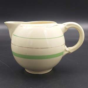China Brand Clarice Cliff England: Clarice Cliff - Green and Gold Stripes - Jug