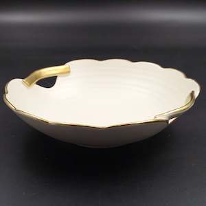 China Brand Crown Devon England: Crown Devon - Cream with Gold Handles - Bowl