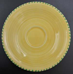 China Brand Crown Ducal England: Crown Ducal - Yellow with Green Stripes - Saucer