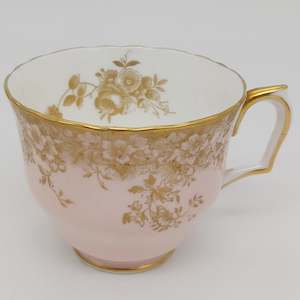 China Brand Crown Staffordshire England: Crown Staffordshire - Pink with Gold Flowers - Cup