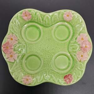 Melba Ware - Pink Flowers on Green - Egg Cup Tray