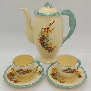 New Hall - Water Lily and Iris, Pattern 1227A - Coffee Set