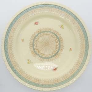 New Hall - Blue Band and Central Web Pattern - Dinner Plate