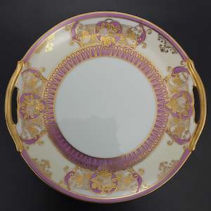 Noritake - Pink Bands with Gold Filigree - Cake Plate