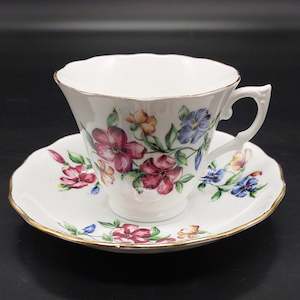 China Brand Colclough England: Colclough - Red, Yellow and Blue Flowers - Duo
