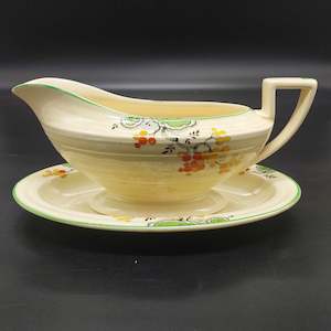 China Brand Crown Ducal England: Crown Ducal - Mimosa - Gravy Boat and Underplate
