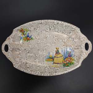 Empire - Crinoline Lady, Yellow Dress - Tab-handled Dish