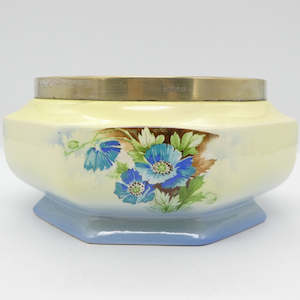 Lancaster & Sons - Blue Flower - Salad Bowl with Silver Rim