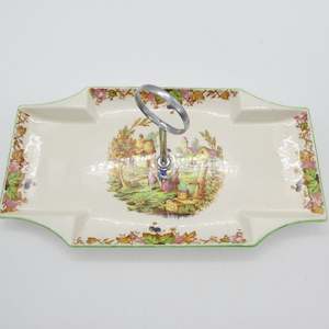 China Brand Lancaster Sandland Sons England: Lancaster & Sons - Village Gathering - Handled Sandwich Plate