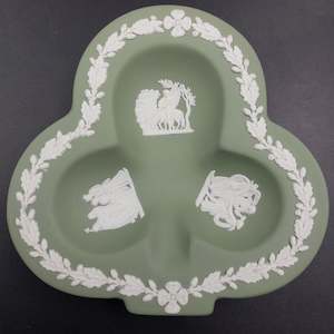 China Brand Wedgwood England: Wedgwood - Jasper Ware, Green - Clubs-shaped Dish