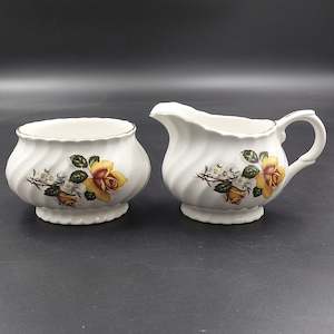 James Kent - Yellow Roses [A] - Milk Jug and Sugar Bowl