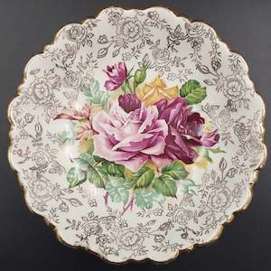 Clearance: James Kent - Cabbage Rose and Gold Filigree, 5308 - Round Dish