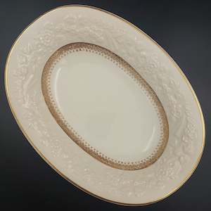 China Brand Crescent China England: Crescent China - Rhapsody, with Embossed Flowers - Oval Bowl