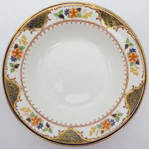 China Brand Crescent China England: Crescent China - Blue and Gold Rim with Hand-painted Flowers - Bowl