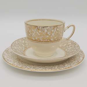 Palissy - Gold Filigree - Tea Cup Trio